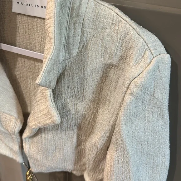 MICHAEL LO SORDO • Linen Bolero Waist Tie Collared Jacket - Picture 10 of 16